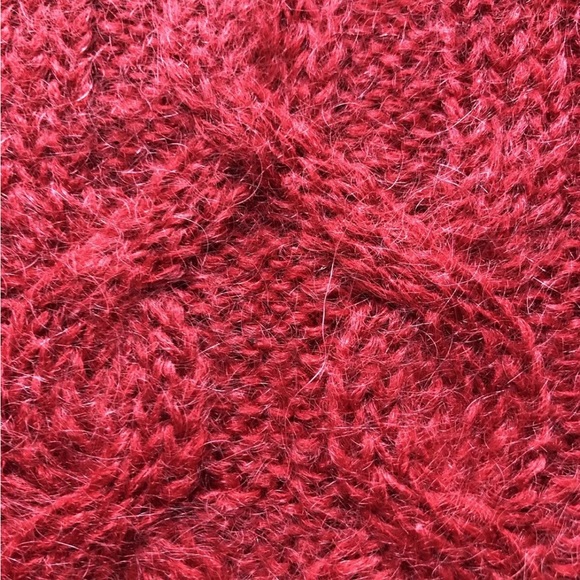 NWOT Vintage Pronto Moda RED MOHAIR Blend CABLE KNIT cozy warm winter SWEATER  L - Picture 5 of 9